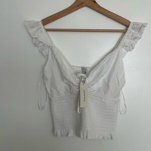 NWT Blue Rain Valencia White Ruffled Crop Top